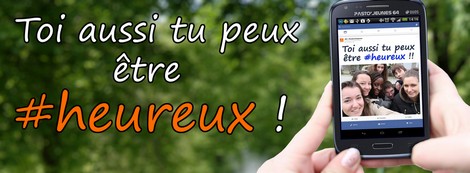 Toi aussi tu peux être #heureux - Message sur smartphone