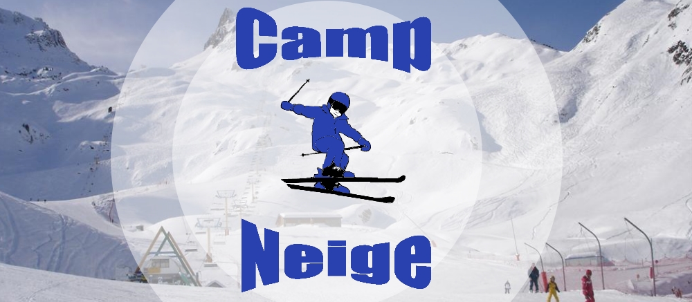 illustration, montagne, skieur, titre Camp Neige