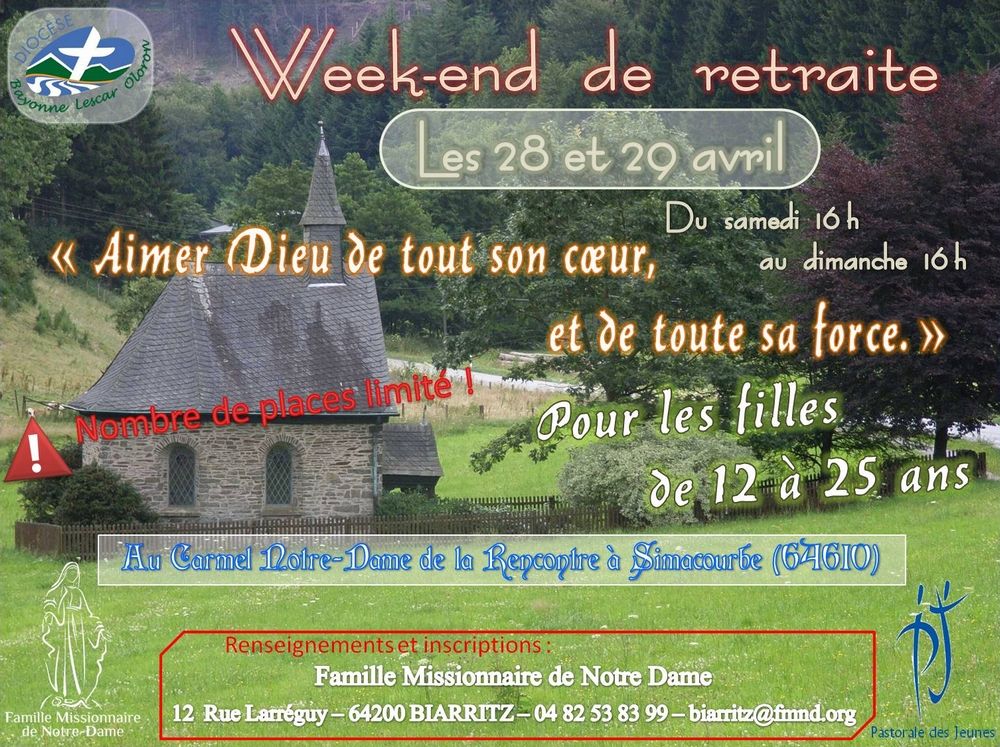 Affiche WE Retraite vocation filles Simacourbe 28 29 avril 18