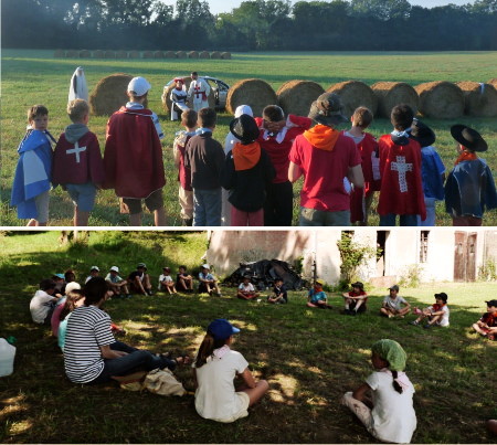 enfants jouant dans un pré